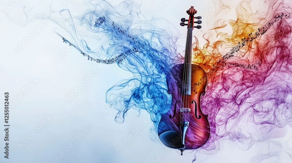 Fototapete Vibrating musical lines twisting around instruments artistic display abstract environment creative viewpoint vibrant concept