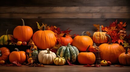 rustic leaves and pumpkins