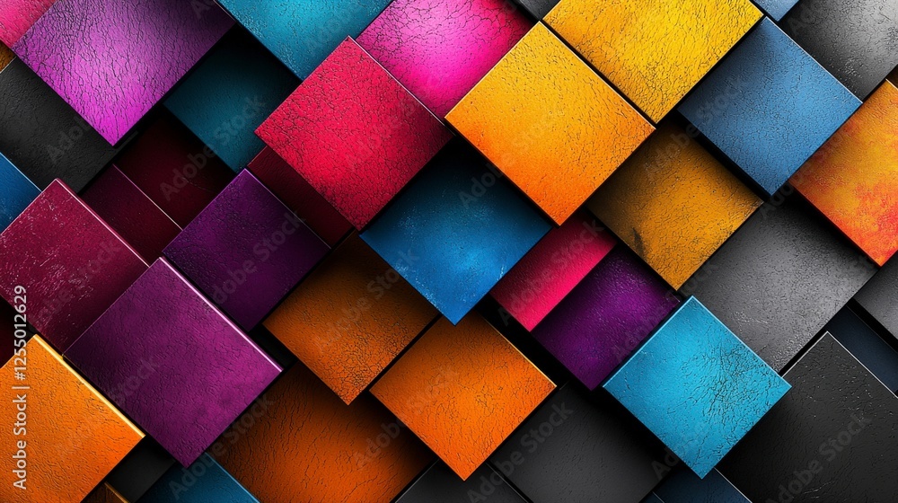 Poster dynamic colorful blocks design modern art installation abstract environment creative viewpoint vivid