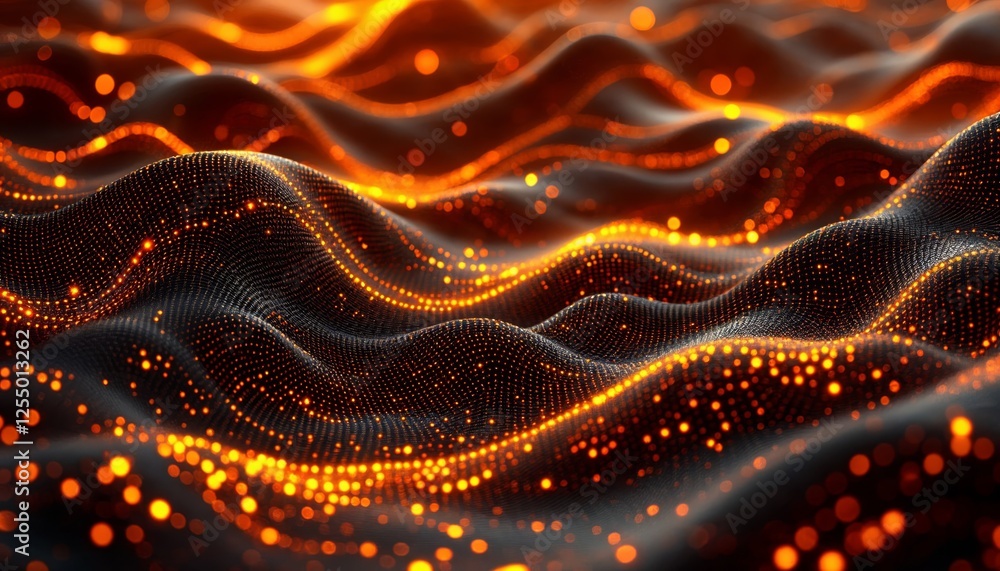 Aufkleber abstract dynamic glowing particle waves, energetic and futuristic design
