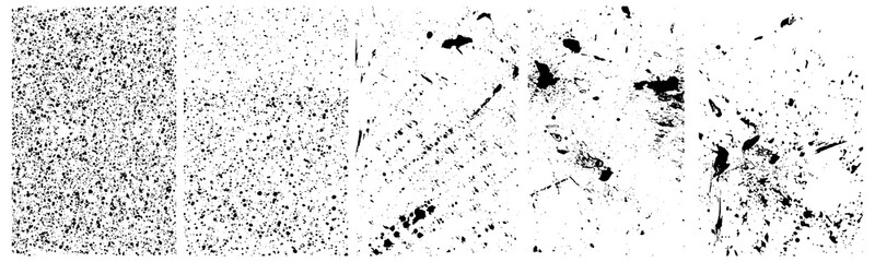 Overlay Dirt Grunge Hand Drawn Black Textures Set on White Background. Abstract Dirty Ink Splash Texture Collection. Grunge Black and White Hand Drawn Background Design