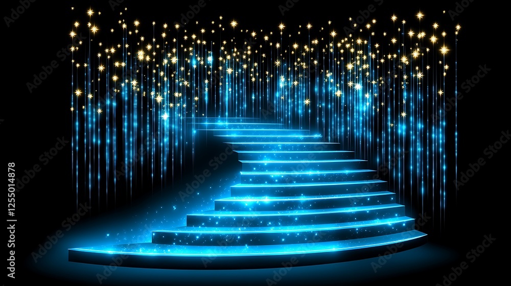 Poster illuminated stairway to success abstract design with cascading light embellishments artistic display