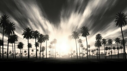 Obraz premium sky palm trees black and white