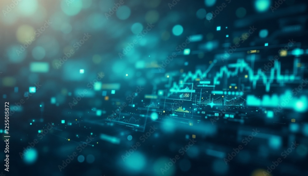 Aufkleber abstract financial data visualization with glowing digital graph charts