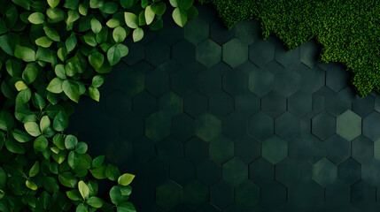 Hexagonal grid transitioning from nature to digital, symbolizing the fusion of organic and technological worlds.
