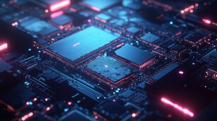 Obraz premium A computer chip with a blue background