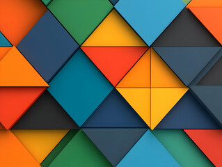 Abstract 3D Geometric Background of Colorful Triangles and Squares