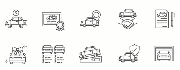 Car Deal line Icon Set. vehicle, automotive ,  road, speed, drive, luxury,  . Vector Illustration