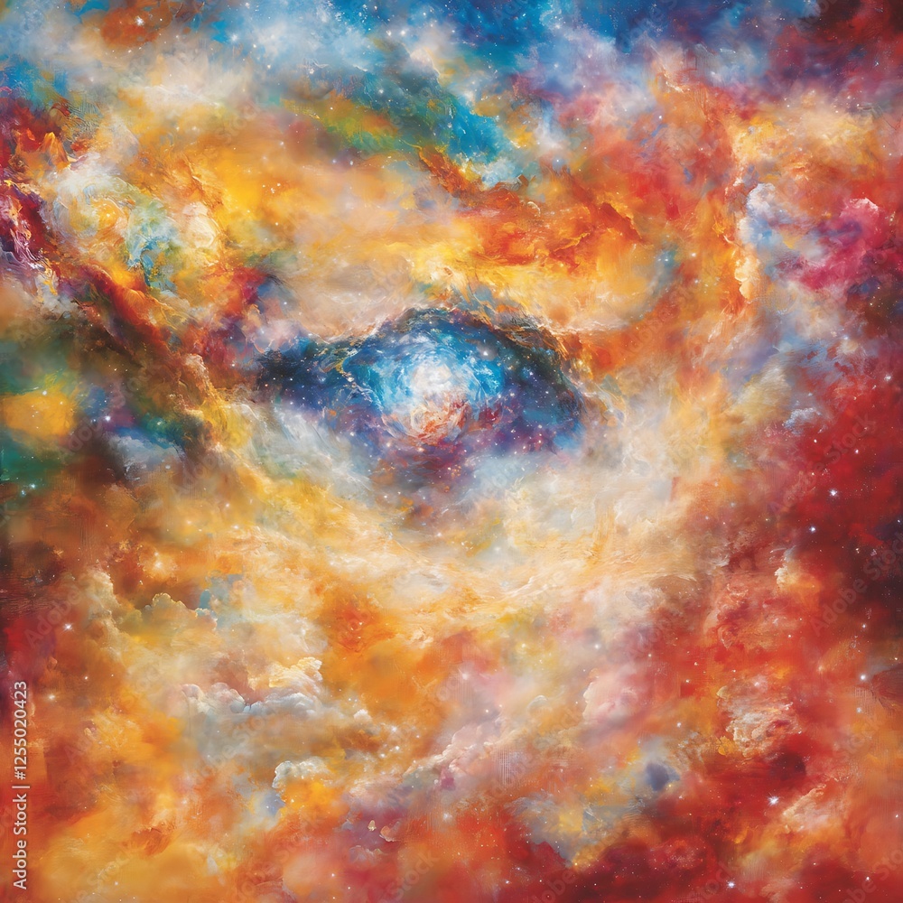 Poster luminous celestial canvas of cosmic radiance splendor a mesmerizing symphony of deep space hues and 