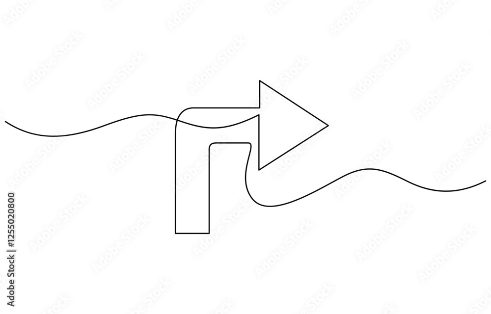Poster black arrow icon line continuous drawing vector, single line cursor arrow icon. background of drawin