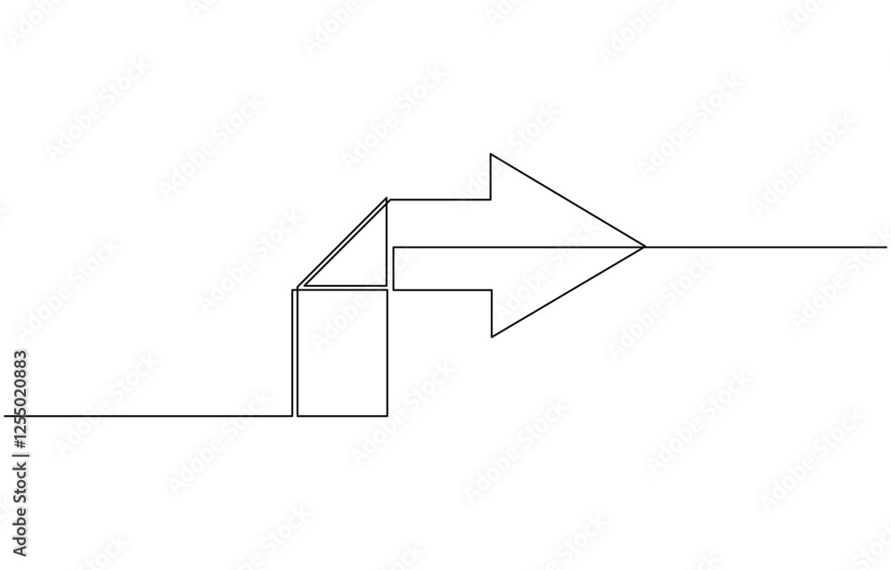 Poster black arrow icon line continuous drawing vector, single line cursor arrow icon. background of drawin