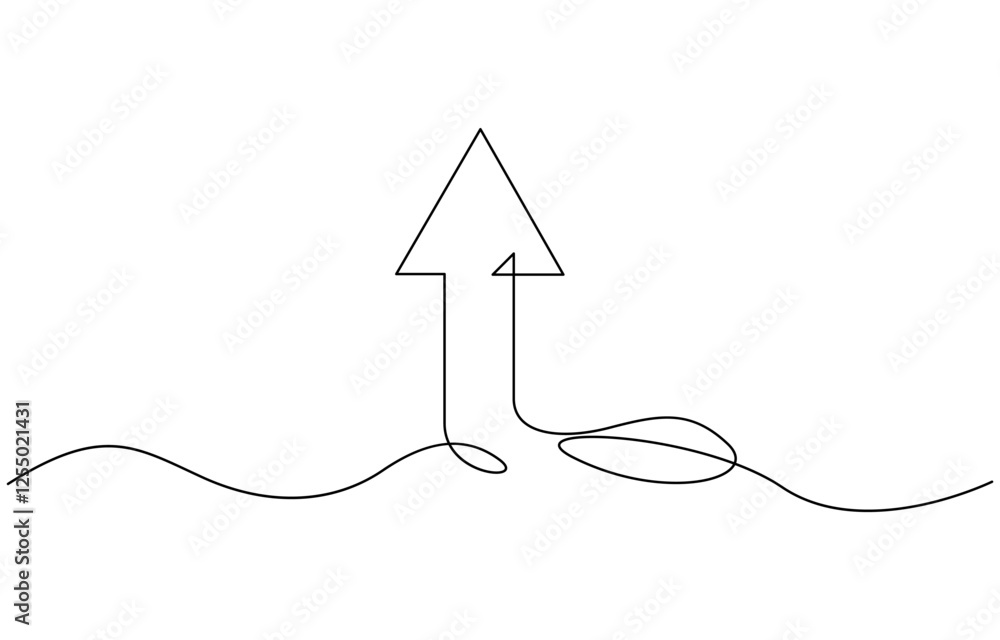 Poster black arrow icon line continuous drawing vector, single line cursor arrow icon. background of drawin