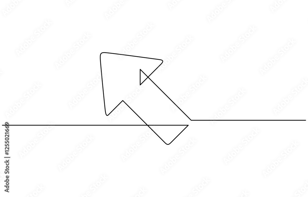 Poster black arrow icon line continuous drawing vector, single line cursor arrow icon. background of drawin