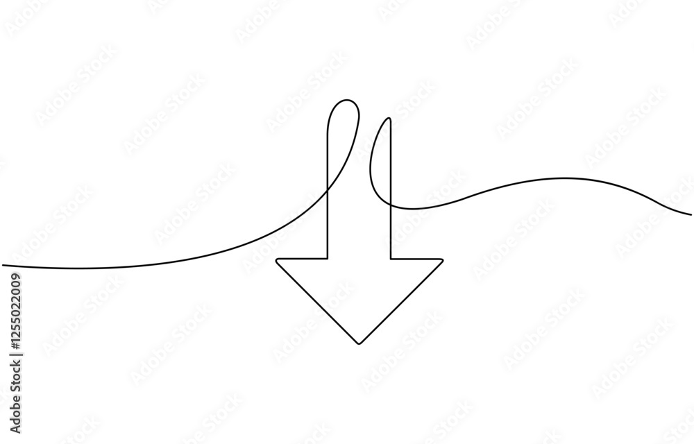 Poster black arrow icon line continuous drawing vector, single line cursor arrow icon. background of drawin