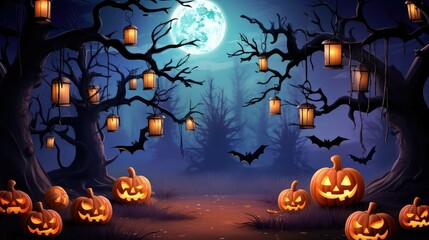 Fototapeta premium decorations halloween background trees