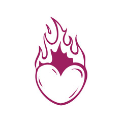 Flaming Heart Design Passionate Love Symbol
