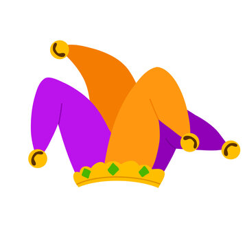 recommend clip art: Fool’s hat with bells vector illustration. Traditional medieval clown carnival hat. Classic jester-themed design for April Fool's Day. Ideal for stickers, greeting cards, party decorations