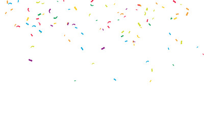 Celebration background with confetti and colorful ribbons. Luxury greeting card template for birthday, party, or event decoration. Festive surface pattern design.