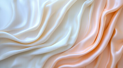 Fototapeta premium Silky fabric with white to peach gradient folds