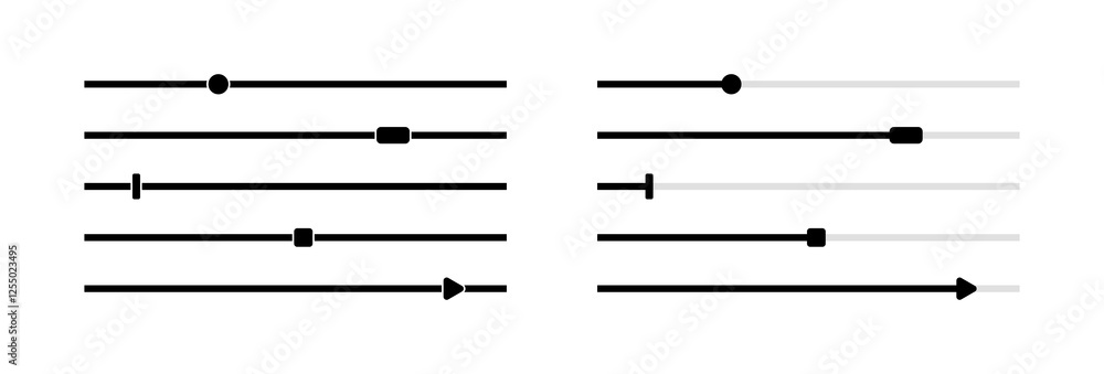 Poster minimalist black and white slider controls with arrow and circle design. vector icon