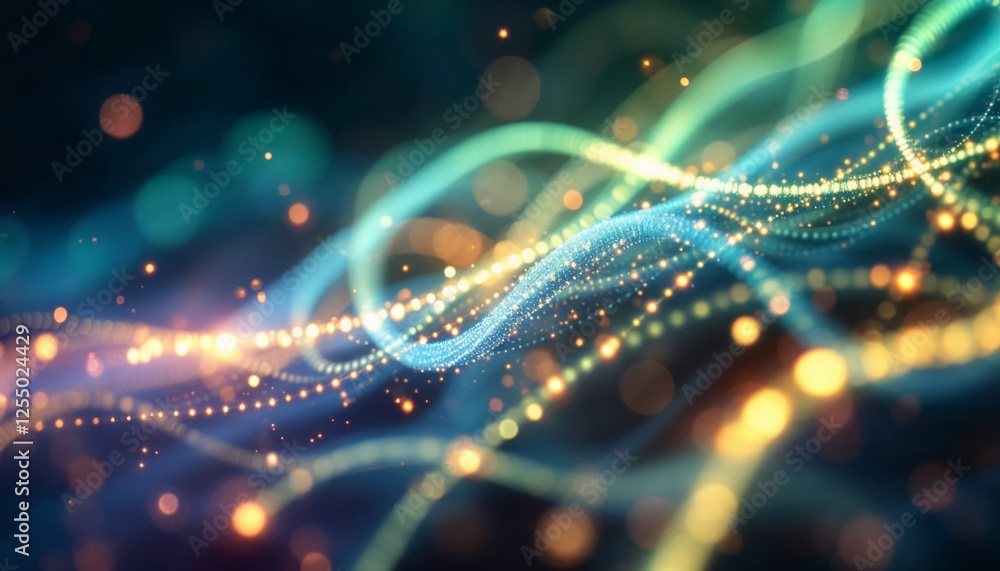 Poster abstract luminous curves, data streams and interconnected network concept