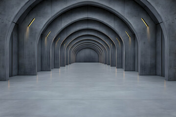 3D Render Grey Concrete Archway Background