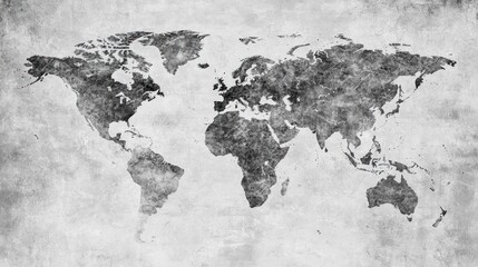 Black and White World Map
