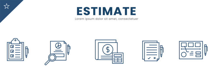 Estimate line Icon Set concept. Vector Illustration
