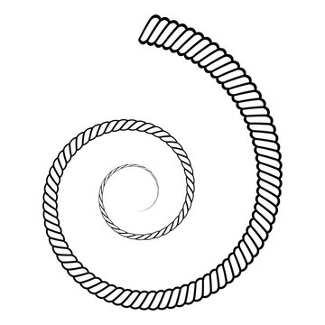 recommend clip art: Black line drawing of a rope coiled into a spiral cornucopia