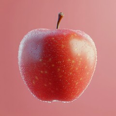 Juicy Red Apple with Water Droplets