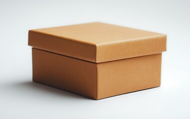 Beige gift box on white background
