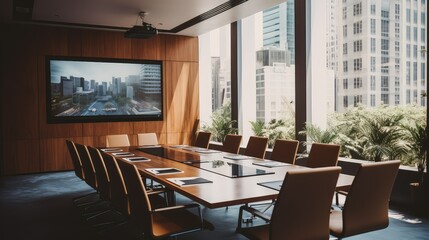 Fototapeta premium conference blurred background office