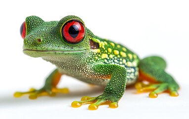 Close-up of a tiny red-eyed tree frog