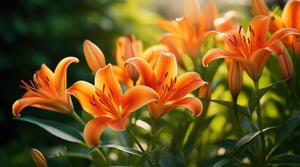 Fototapeta premium foliage orange lilies