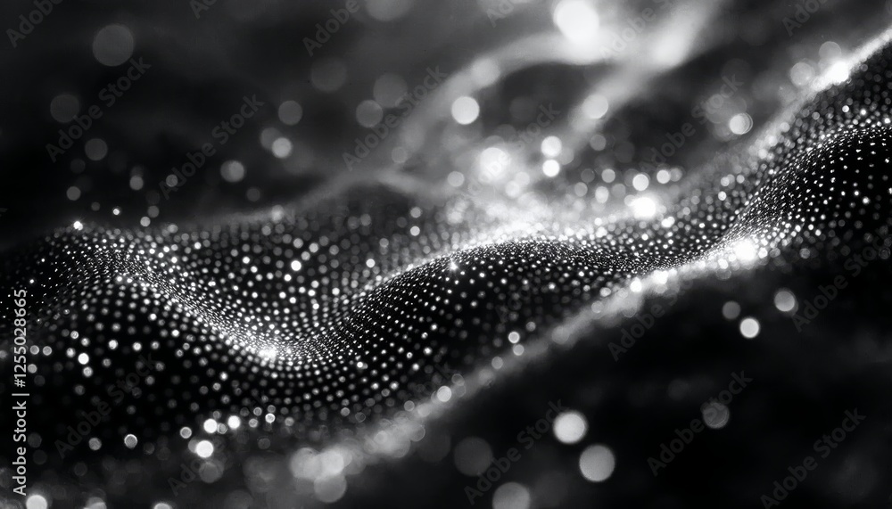 Poster abstract monochrome landscape with bokeh and particle dispersion effect