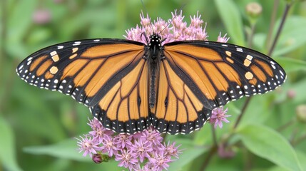 Fototapeta premium Close-Up of a Beautiful Monarch Butterfly on a Flower