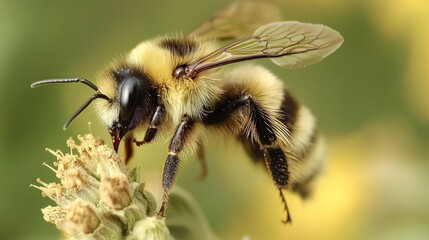Close-Up of a Bee Pollinating a Sunflower