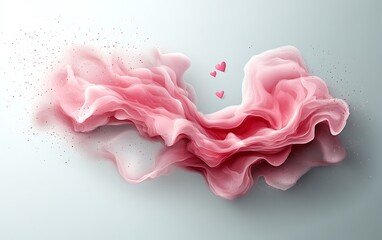 Pink abstract swirls, hearts, romantic background, Valentine's Day card design