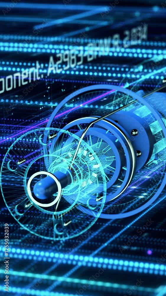 Poster futuristic software interface, industrial automation technology, mechanical component project with a