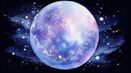 Obraz premium night water color moon