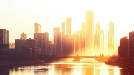 Chicago Skyline Silhouette, Illustration Isolated On White Background