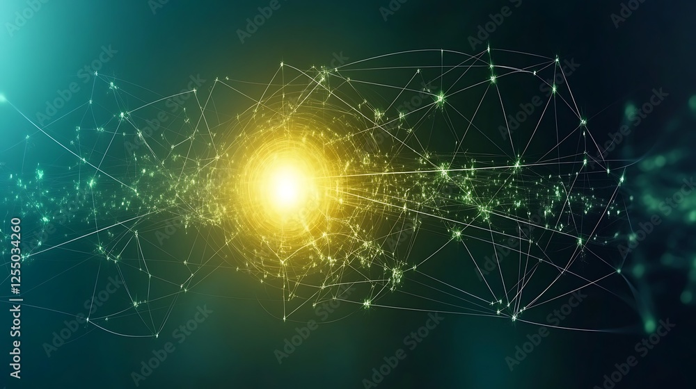 Poster network connection glowing center abstract concept representation 90 characters