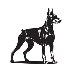 Minimalist Doberman Pinscher silhouette perfect for sleek branding - Doberman Pinscher illustration - minimal Doberman Pinscher vector - dog silhouette
