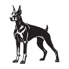 Obraz premium Doberman Pinscher silhouette displaying power and grace in one frame - Doberman Pinscher illustration - minimal Doberman Pinscher vector - dog silhouette 