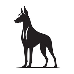 Doberman Pinscher silhouette highlighting sharp angles and bold shape - Doberman Pinscher illustration - minimal Doberman Pinscher vector - dog silhouette
