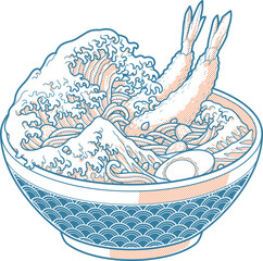 The Great Ramen Wave - Blue Orange version