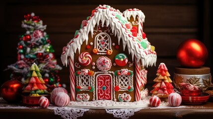 Fototapeta premium canes gingerbread house kit