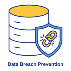 Data Breach Prevention Icon – Broken Chain with Shield Representing Defense Against Unauthorized Access