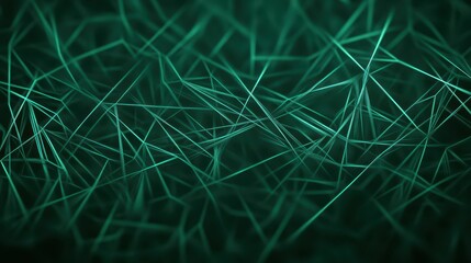 Intricate patterns of interconnected lines fill the dark space, showcasing vibrant shades of green. The design creates a sense of depth, capturing attention with its complexity and energy