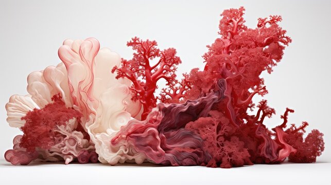 sizes red algae white background